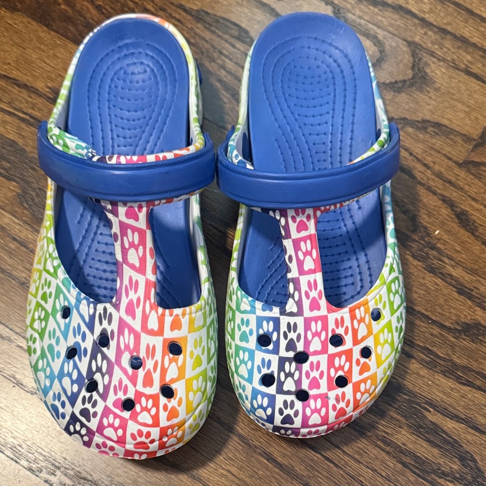 Colorful Paw Print Clogs